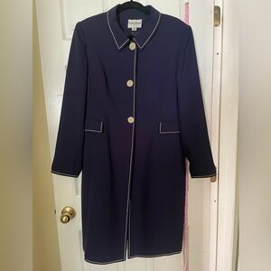 John Meyer Navy Blue Long Blazer